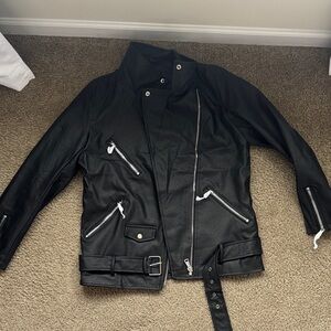 Black Faux Leather Biker Jacket
